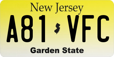 NJ license plate A81VFC