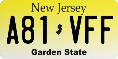 NJ license plate A81VFF