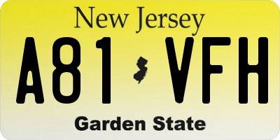 NJ license plate A81VFH