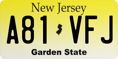 NJ license plate A81VFJ