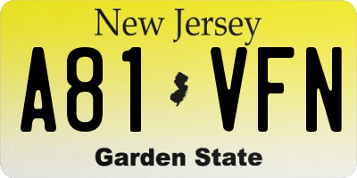 NJ license plate A81VFN