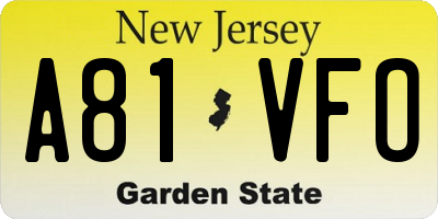 NJ license plate A81VFO