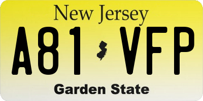 NJ license plate A81VFP