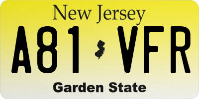 NJ license plate A81VFR