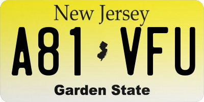 NJ license plate A81VFU