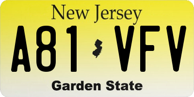 NJ license plate A81VFV