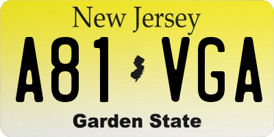 NJ license plate A81VGA