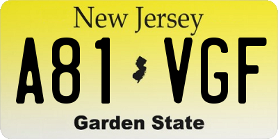 NJ license plate A81VGF