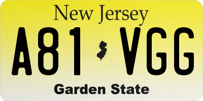 NJ license plate A81VGG