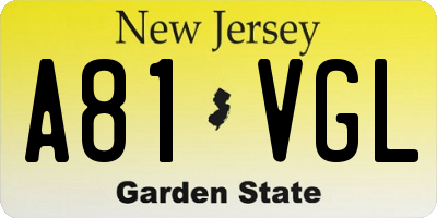 NJ license plate A81VGL