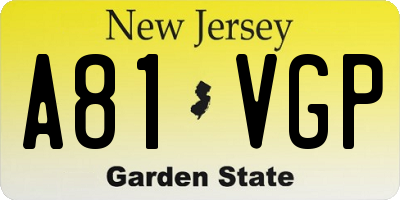 NJ license plate A81VGP