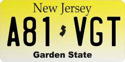 NJ license plate A81VGT