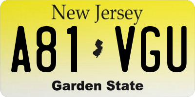 NJ license plate A81VGU