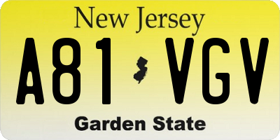 NJ license plate A81VGV
