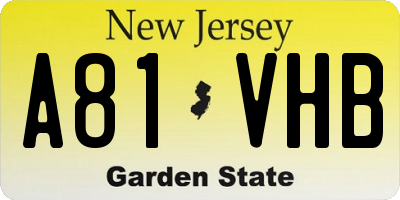 NJ license plate A81VHB
