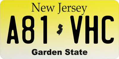 NJ license plate A81VHC