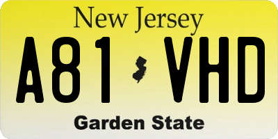 NJ license plate A81VHD