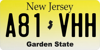 NJ license plate A81VHH