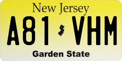 NJ license plate A81VHM