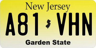 NJ license plate A81VHN