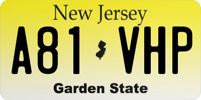 NJ license plate A81VHP