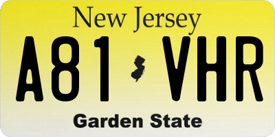 NJ license plate A81VHR