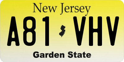 NJ license plate A81VHV