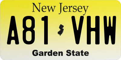 NJ license plate A81VHW