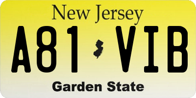 NJ license plate A81VIB