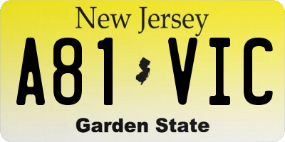 NJ license plate A81VIC