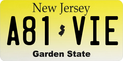 NJ license plate A81VIE