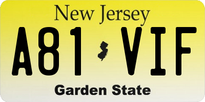 NJ license plate A81VIF