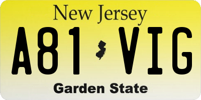 NJ license plate A81VIG