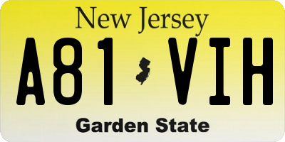 NJ license plate A81VIH