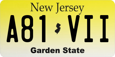 NJ license plate A81VII