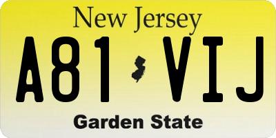 NJ license plate A81VIJ