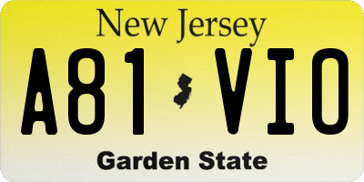 NJ license plate A81VIO
