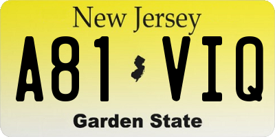 NJ license plate A81VIQ