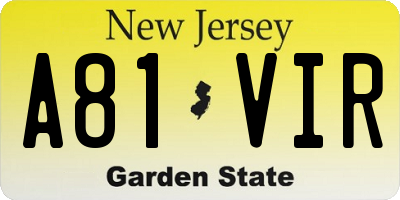 NJ license plate A81VIR