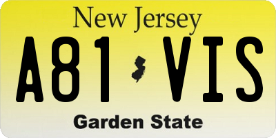 NJ license plate A81VIS