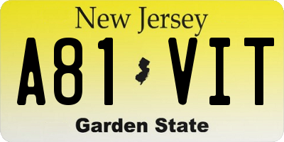 NJ license plate A81VIT