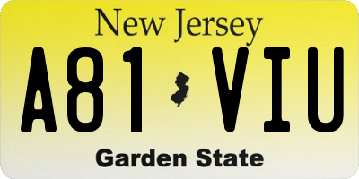 NJ license plate A81VIU