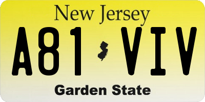NJ license plate A81VIV