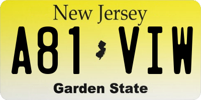 NJ license plate A81VIW