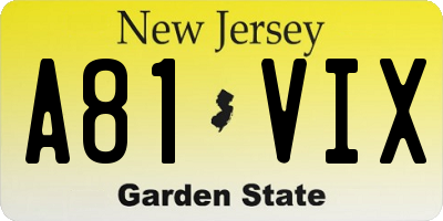 NJ license plate A81VIX