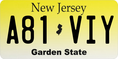 NJ license plate A81VIY