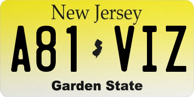 NJ license plate A81VIZ