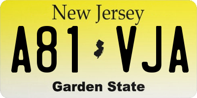 NJ license plate A81VJA