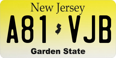 NJ license plate A81VJB
