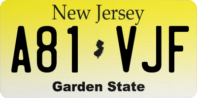 NJ license plate A81VJF